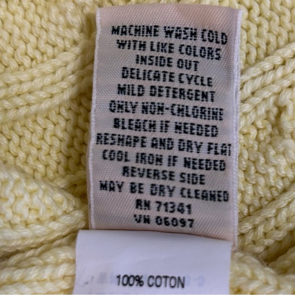 LL Bean Women sz M Yellow Full Zip Cable Knit Sweater Cabin Core Cozy Campcore - Picture 6 of 10